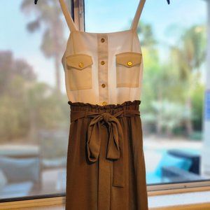 Olive thick strap jumpsuit with faux breast  pockets